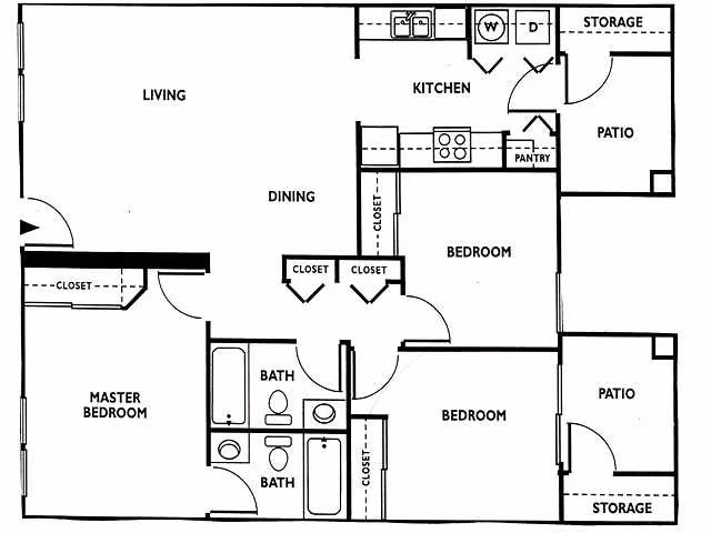 3 Beds • 2 Bath 171101A floor plan